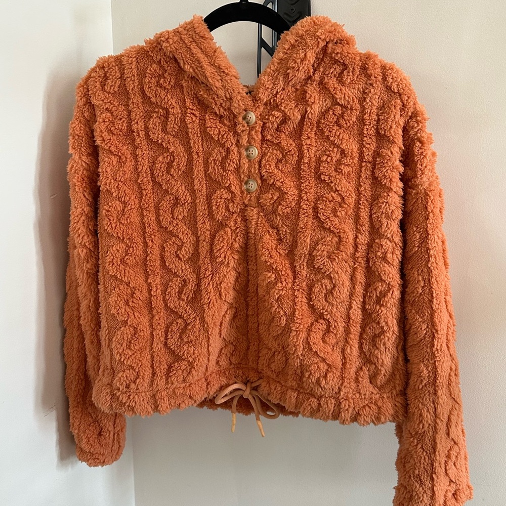 Cider Plush Rust Sweater fuzzy hoodie sherpa